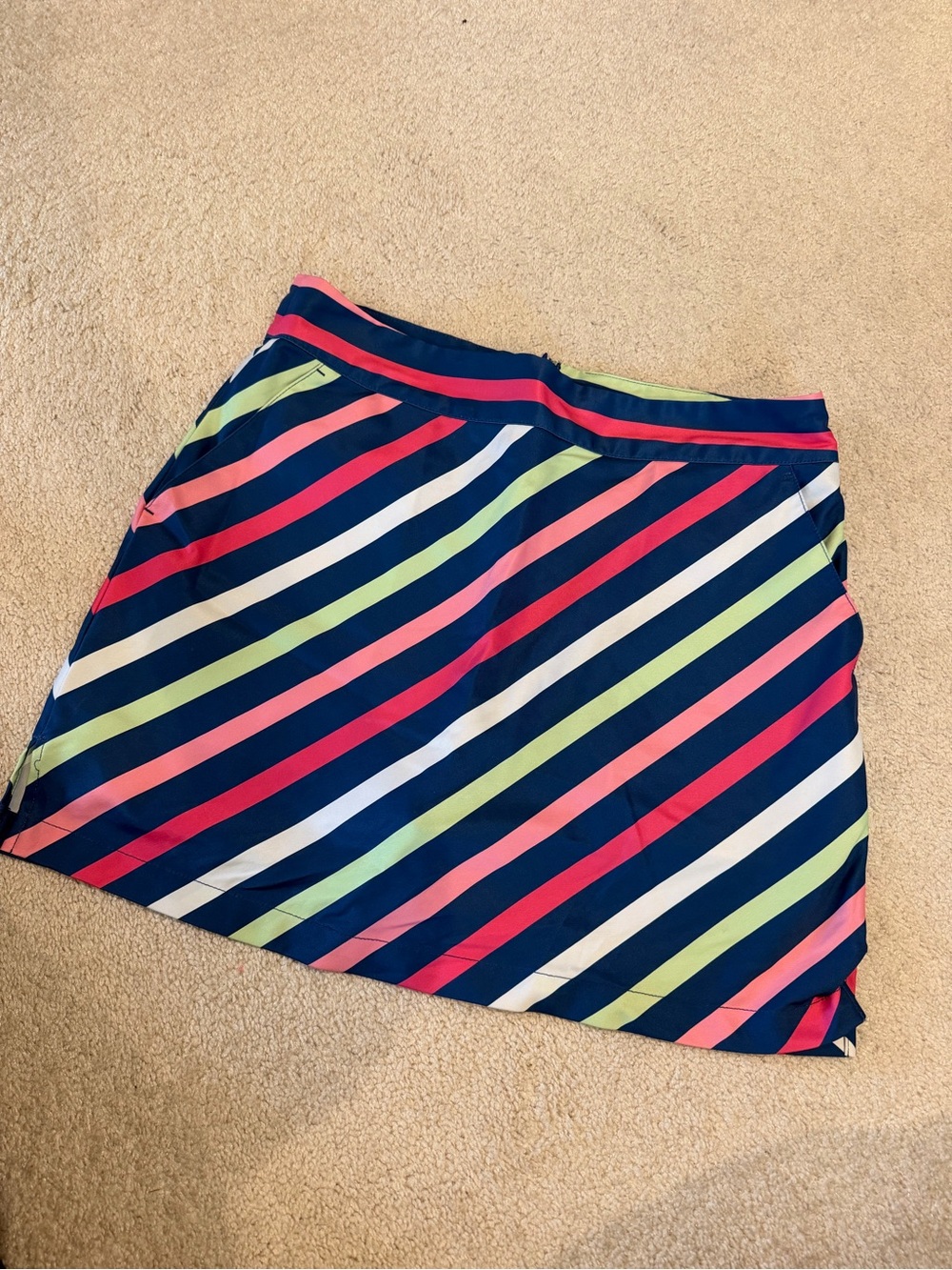 Vineyard Vines Navy Striped Mini Skirt with Pink, Lime & White